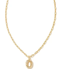 Kendra Scott Crystal Initial Gold Short Pendant Chain Necklace