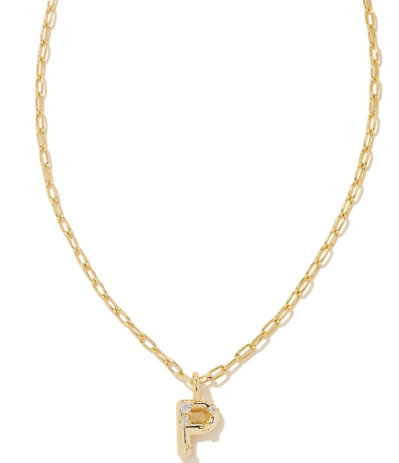 Kendra Scott Crystal Initial Gold Short Pendant Chain Necklace