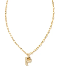 Kendra Scott Crystal Initial Gold Short Pendant Chain Necklace