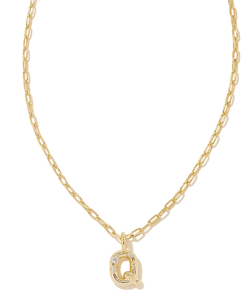 Kendra Scott Crystal Initial Gold Short Pendant Chain Necklace