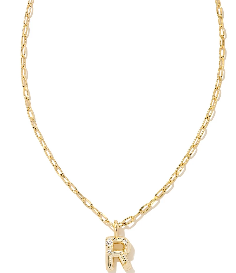 Kendra Scott Crystal Initial Gold Short Pendant Chain Necklace