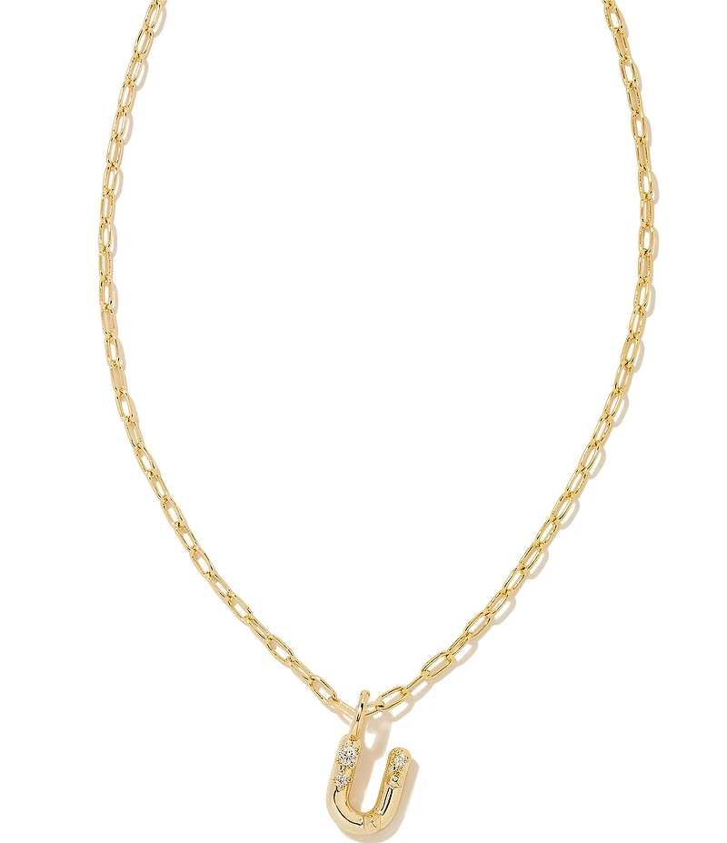 Kendra Scott Crystal Initial Gold Short Pendant Chain Necklace