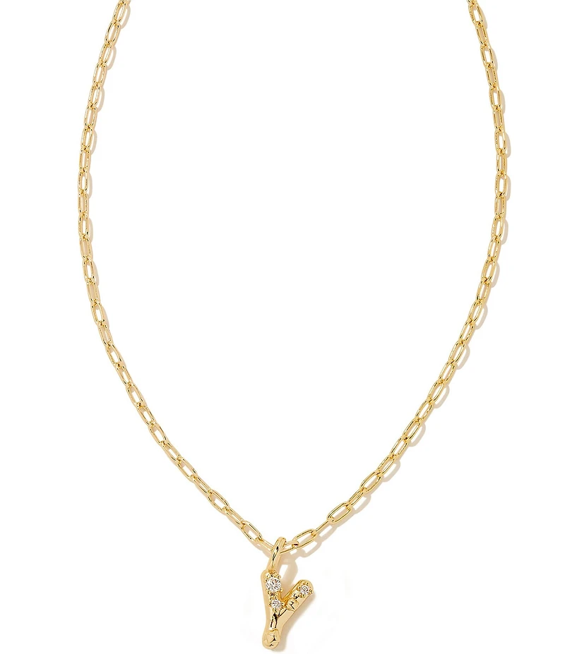 Kendra Scott Crystal Initial Gold Short Pendant Chain Necklace