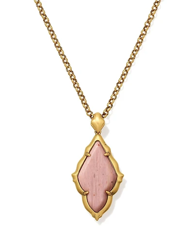 Kendra Scott Adeline Scallop Frame Long Pendant Chain Necklace