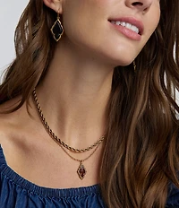 Kendra Scott Adeline Scallop Frame Short Multi Strand Necklace