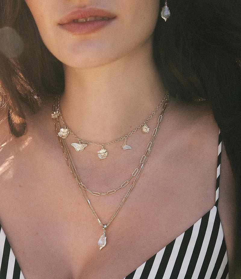 Kendra Scott Adriana Scallop Frame Short Multi Strand Necklace