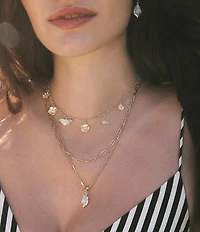 Kendra Scott Adriana Scallop Frame Short Multi Strand Necklace