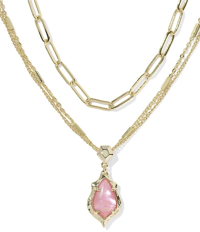 Kendra Scott Adriana Scallop Frame Short Multi Strand Chain Necklace
