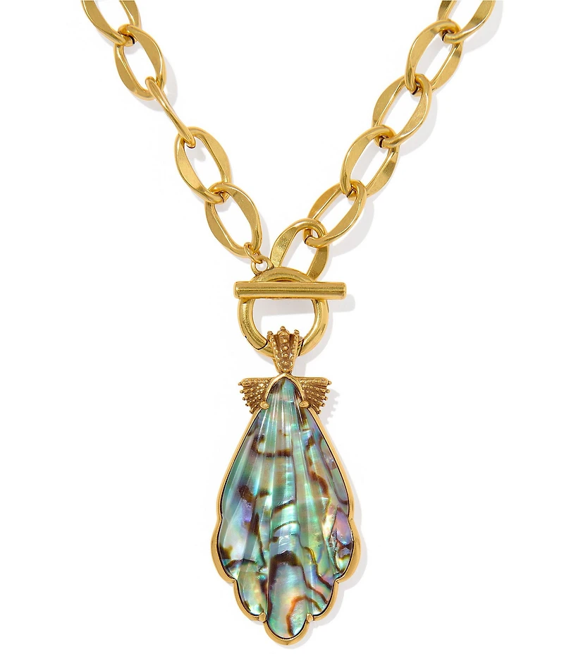 Kendra Scott Alexa Abalone Shell Reversible Pendant Convertible Chain Necklace