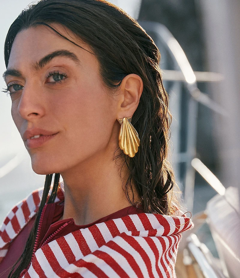 Kendra Scott Alexa Shell Metal Statement Drop Earrings