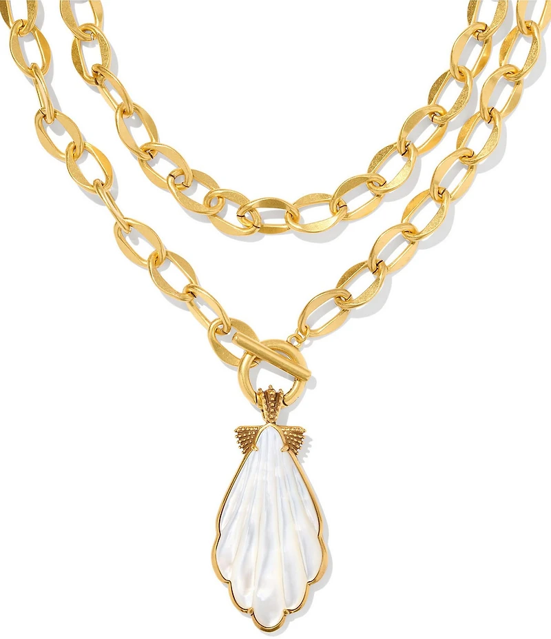 Kendra Scott Alexa Shell Reversible Pendant Convertible Chain Necklace