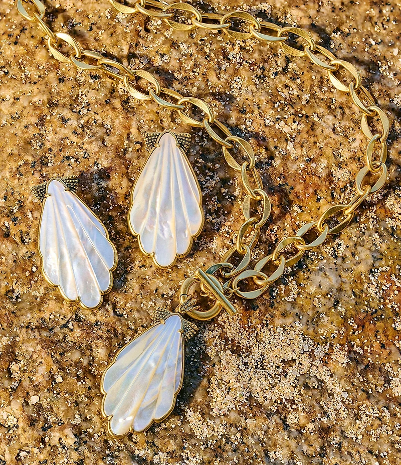 Kendra Scott Alexa Shell Reversible Pendant Convertible Chain Necklace