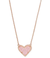 Kendra Scott Ari Drusy Heart Short Rose Gold Pendant Necklace