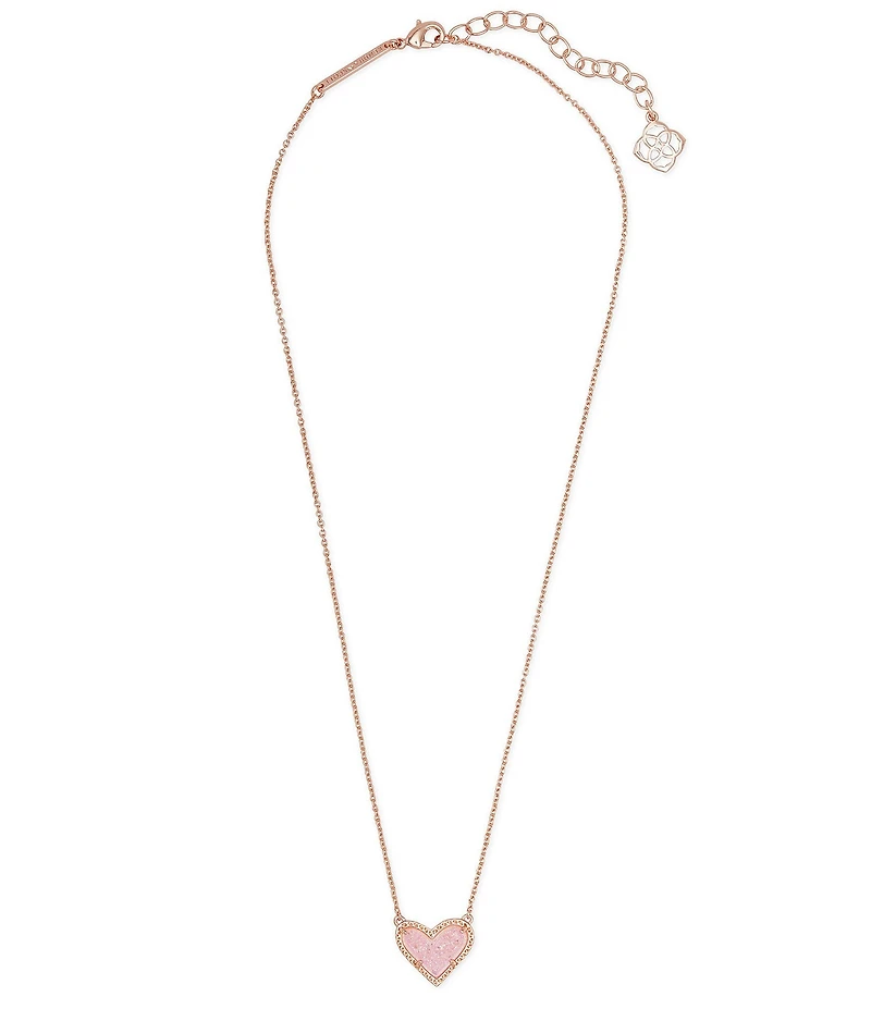 Kendra Scott Ari Drusy Heart Short Rose Gold Pendant Necklace