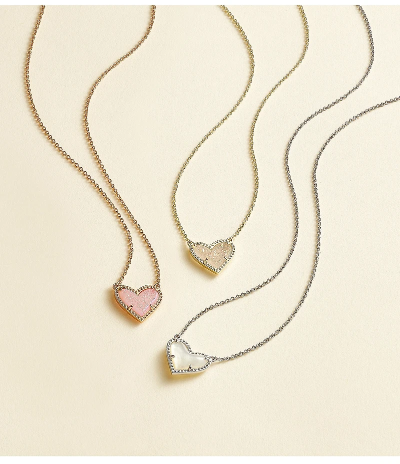 Kendra Scott Ari Drusy Heart Short Rose Gold Pendant Necklace