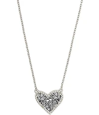 Kendra Scott Ari Drusy Heart Short Silver Pendant Necklace