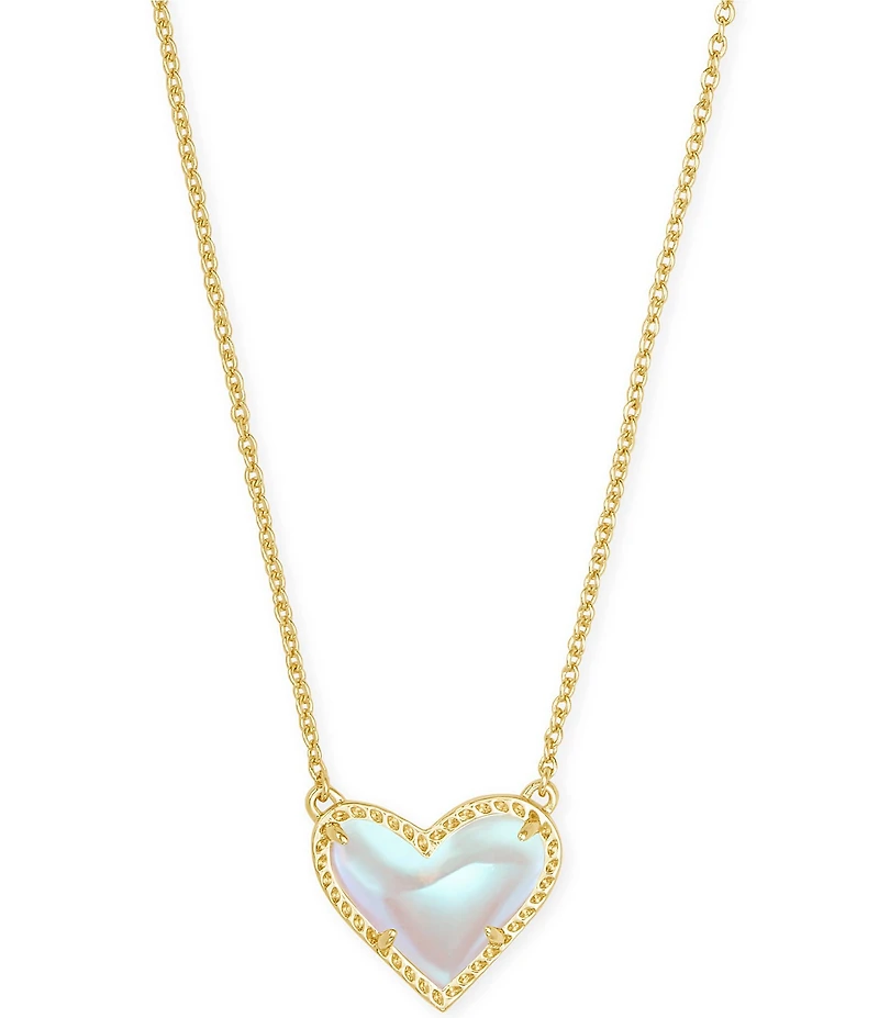 Kendra Scott Ari Heart Glass Gold Short Pendant Necklace