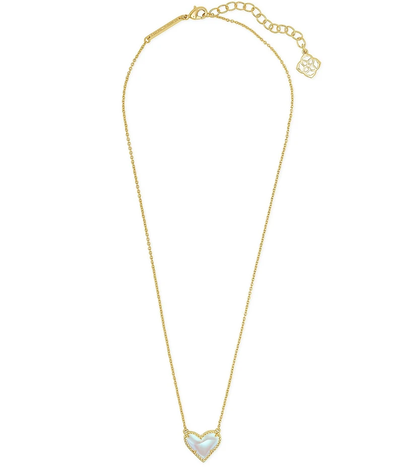 Kendra Scott Ari Heart Glass Gold Short Pendant Necklace