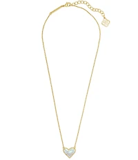 Kendra Scott Ari Heart Glass Gold Short Pendant Necklace