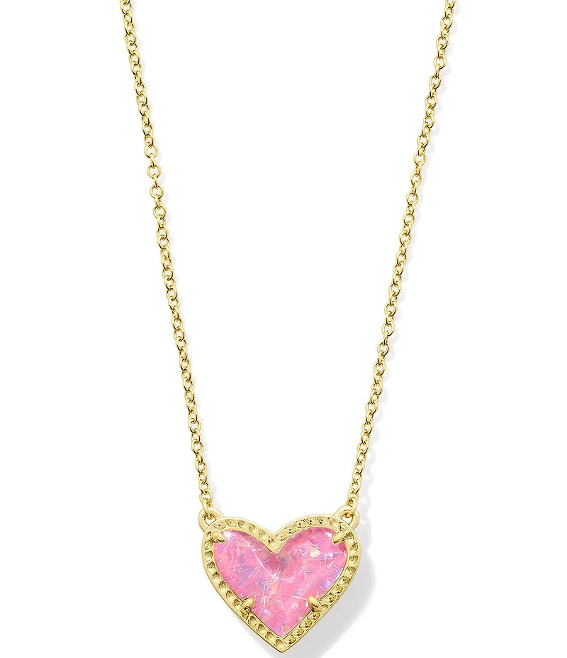 Kendra Scott Ari Heart Glass Gold Short Pendant Necklace