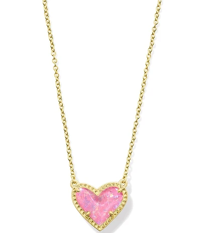 Kendra Scott Ari Heart Glass Gold Short Pendant Necklace