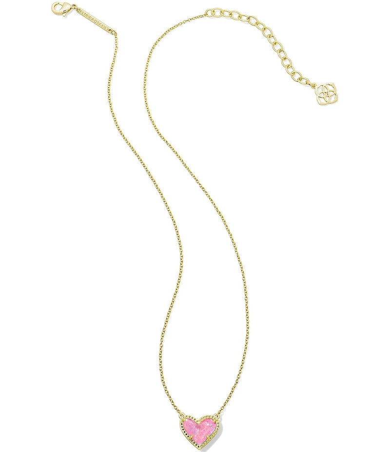 Kendra Scott Ari Heart Glass Gold Short Pendant Necklace