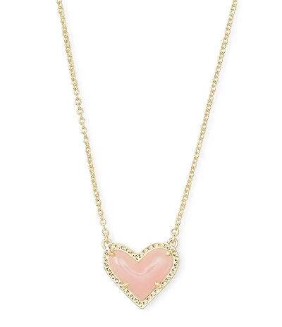 Kendra Scott Ari Heart Gold Rose Quartz Short Pendant Necklace