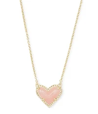 Kendra Scott Ari Heart Gold Rose Quartz Short Pendant Necklace