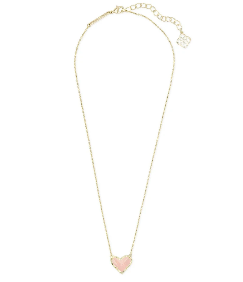 Kendra Scott Ari Heart Gold Rose Quartz Short Pendant Necklace
