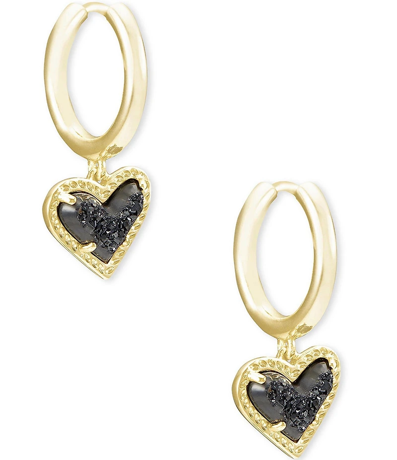 Kendra Scott Ari 14K Drusy Heart Huggie Earrings