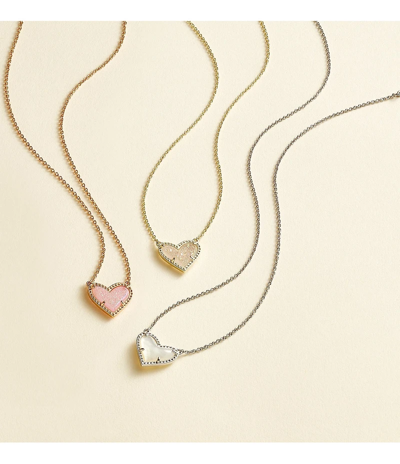Kendra Scott Ari Drusy Heart Short Gold Pendant Necklace