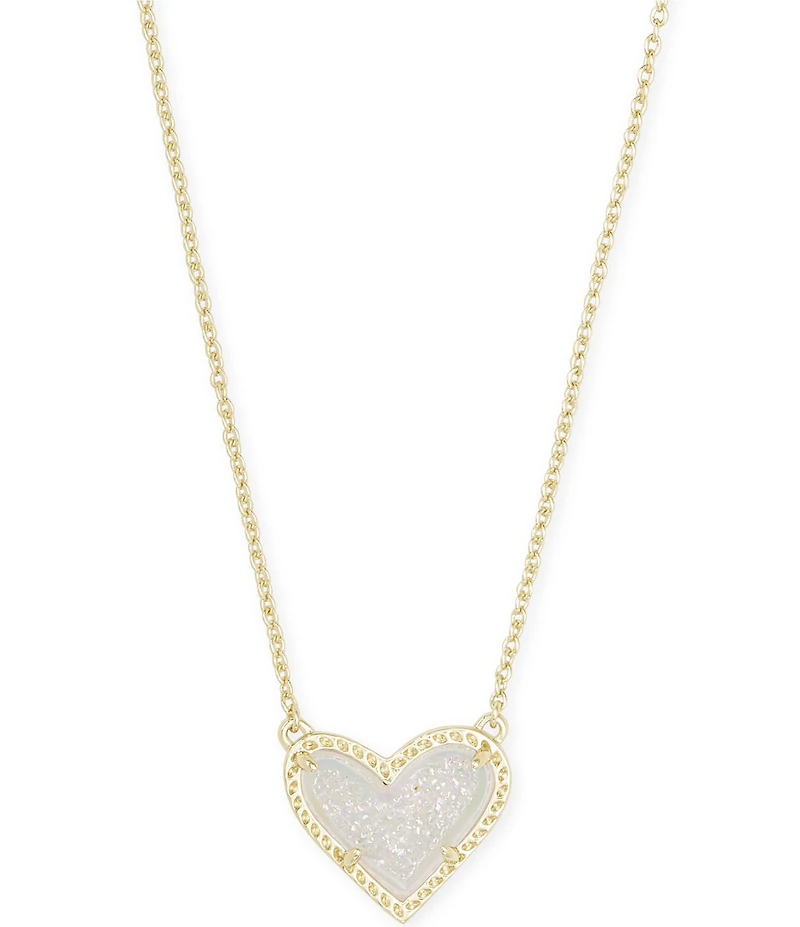 Kendra Scott Ari Drusy Heart Short Gold Pendant Necklace