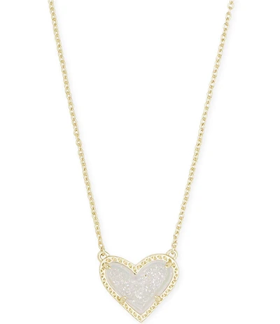 Kendra Scott Ari Drusy Heart Short Gold Pendant Necklace