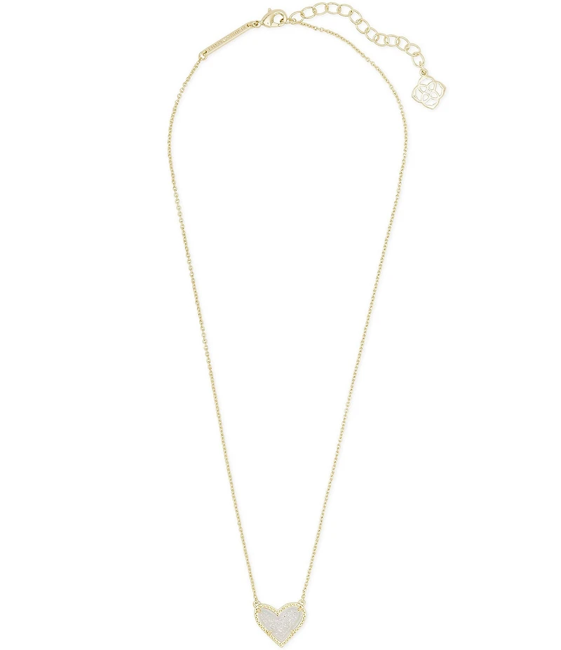 Kendra Scott Ari Drusy Heart Short Gold Pendant Necklace