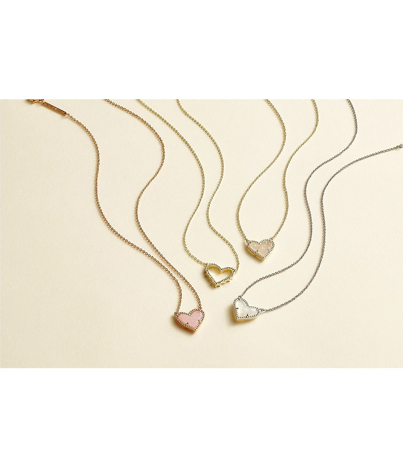 Kendra Scott Ari Drusy Heart Short Gold Pendant Necklace