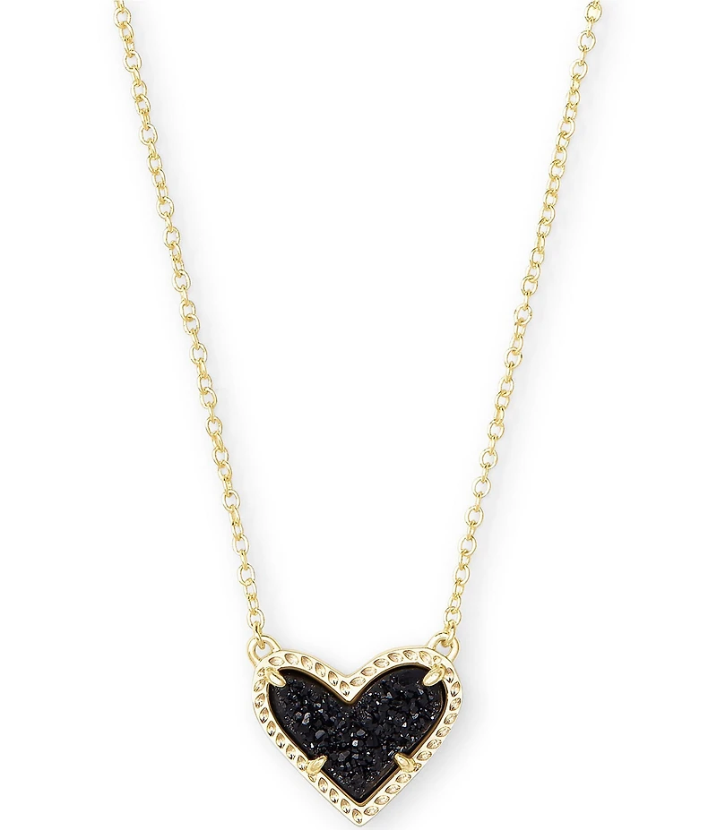 Kendra Scott Ari Drusy Heart Short Gold Pendant Necklace