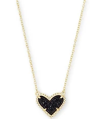 Kendra Scott Ari Drusy Heart Short Gold Pendant Necklace