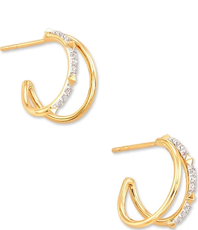 Kendra Scott Astrid 14k Yellow Gold Split Crystal Hoop Earrings