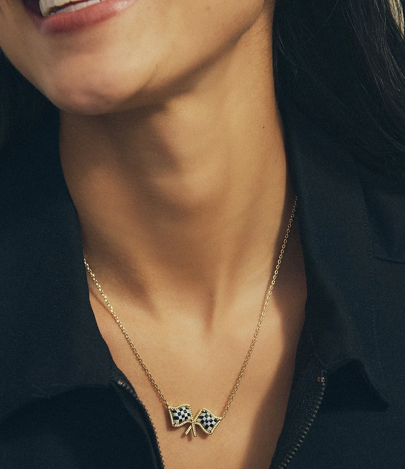 Kendra Scott Checkered Flag Short Pendant Necklace