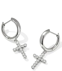 Kendra Scott Crystal Cross Drop Huggie Hoop Earrings