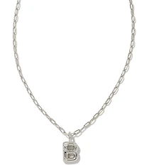 Kendra Scott Crystal Initial Letter Silver Short Pendant Necklace