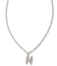 Kendra Scott Crystal Initial Letter Silver Short Pendant Necklace