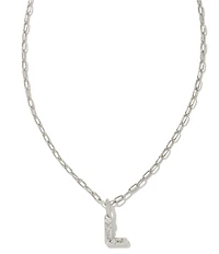 Kendra Scott Crystal Initial Letter Silver Short Pendant Necklace