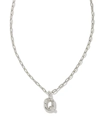 Kendra Scott Crystal Initial Letter Silver Short Pendant Necklace