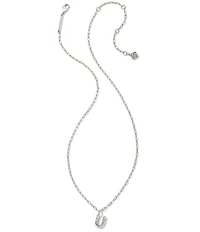 Kendra Scott Crystal Initial Letter Silver Short Pendant Necklace