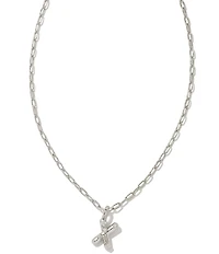 Kendra Scott Crystal Initial Letter Silver Short Pendant Necklace