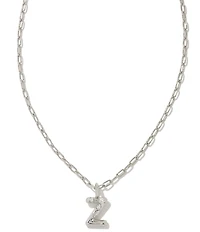 Kendra Scott Crystal Initial Letter Silver Short Pendant Necklace