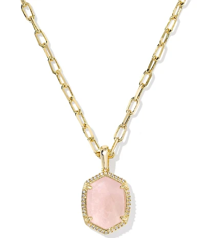 Kendra Scott Daphne Pave Frame Quartz Short Pendant Necklace