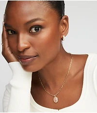 Kendra Scott Daphne Pave Frame Quartz Short Pendant Necklace