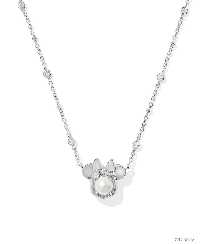 Kendra Scott Disney / Kendra Scott Silver Minnie Mouse Novelty Short Pearl Pendant Necklace